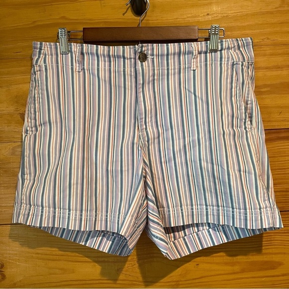 Gap 5” Khaki Shorts Multicolor Stripe 12 High Rise Stretch Cotton Summer - Picture 2 of 10